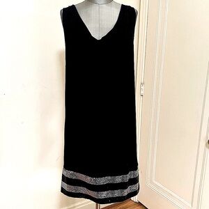 Black Sequin Embellished Sleeveless Knee-Length Dress